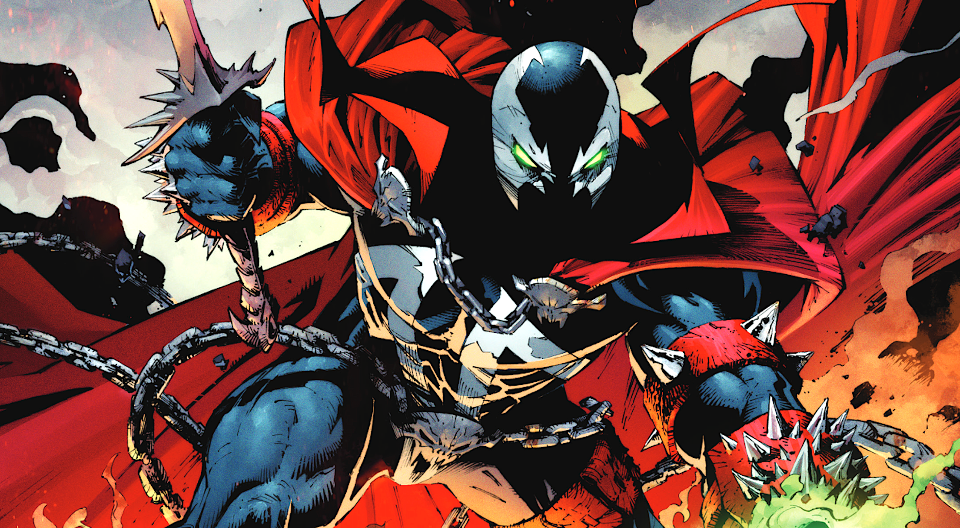 Spawn em sua aparência clássica dos quadrinhos