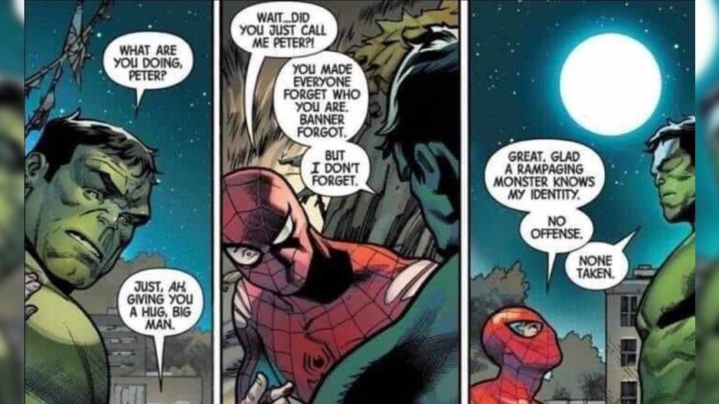 Hulk reconhece a identidade de Peter Parker nos quadrinhos da Marvel