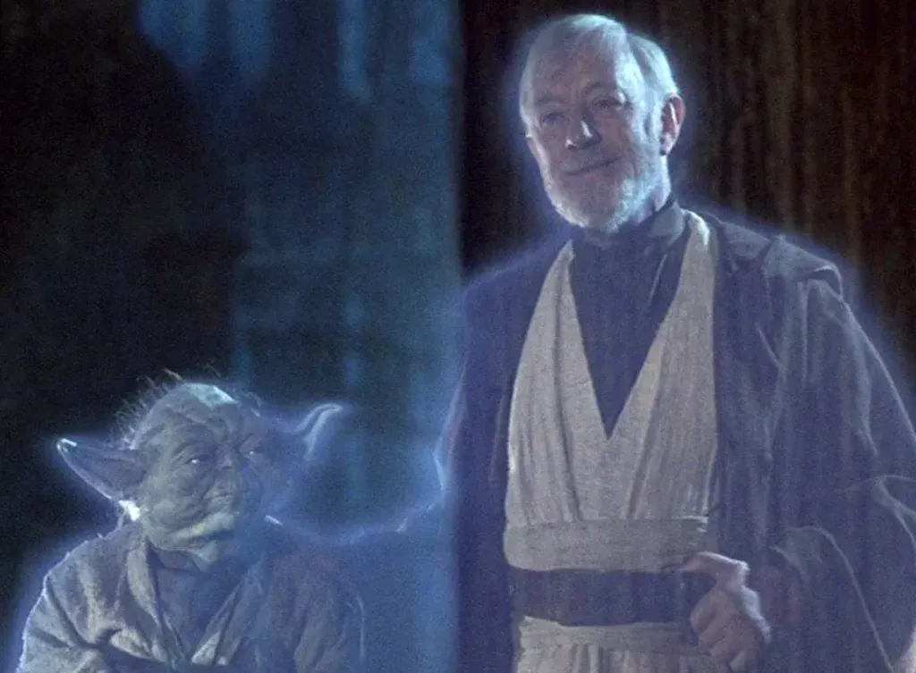 Yoda e Obi-Wan como fantasmas da Força
