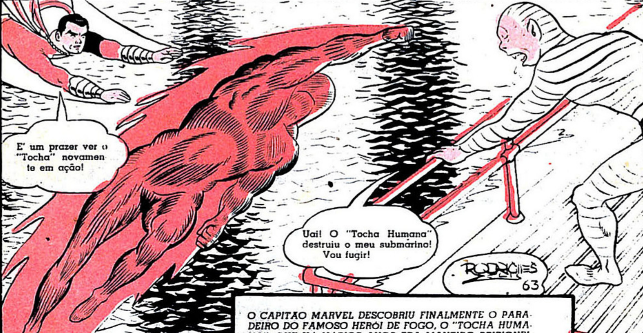 Crossover Capitão Marvel e Tocha Humana página