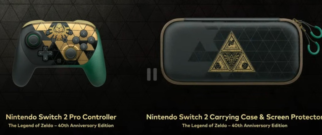 Nintendo revela Switch 2 dourado e verde em edição especial dos 40 anos de Zelda