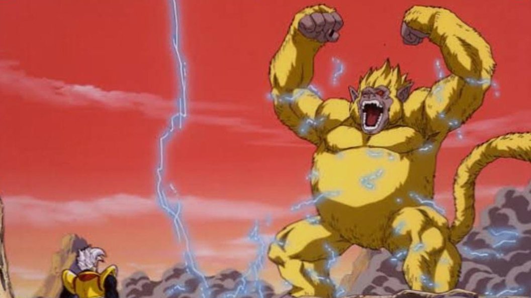 Goku transformado em Oozaru Dourado em Dragon Ball GT